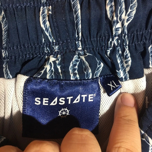 Mens Seastate Swimming Trunks Shorts Nautical Blue White Casual Summer Spring - Picture 5 of 6